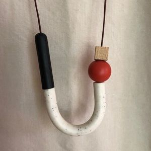 🇬🇷 Polymer clay & wood necklace